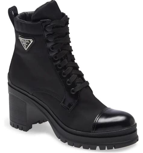 prada block heel ankle boots|Prada block heel combat boots.